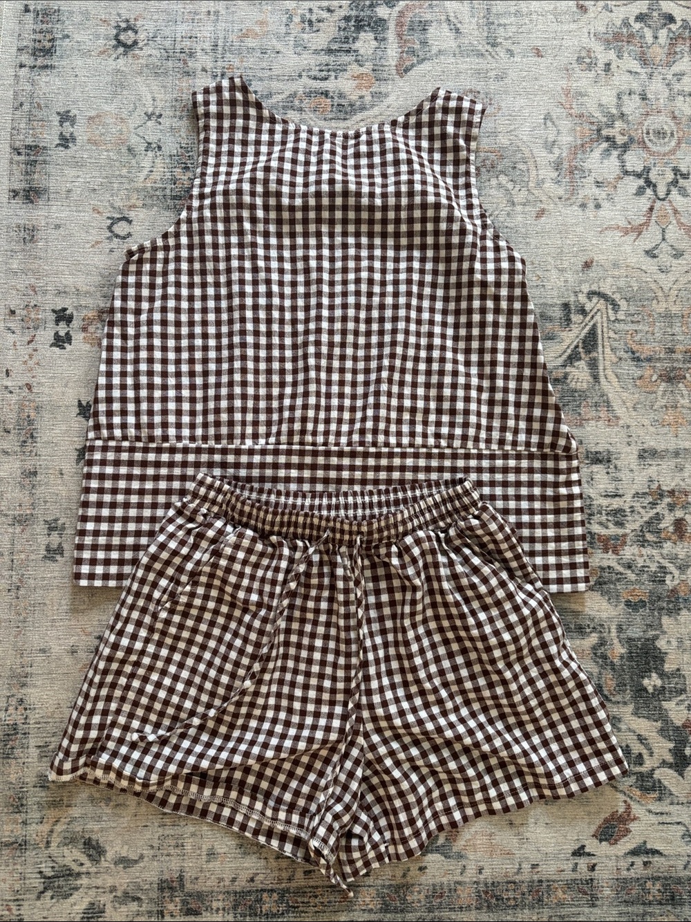 Brown and White Gingham Set